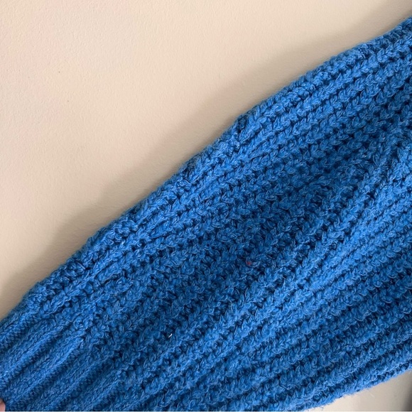 Maeve Anthropologie Blue Crop Ribbed Bell Sleeve Turtleneck Sweater XX Small - Picture 11 of 15